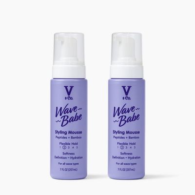 V&Co. Beauty Wave Babe Styling Mousse (2 Pack)  Hair Mousse for Wavy Hair, Frizz Control & Volume  Lightweight Flexible Hold,Hydrating Hair Styling Product with Peptides & Bamboo Extract  7 oz