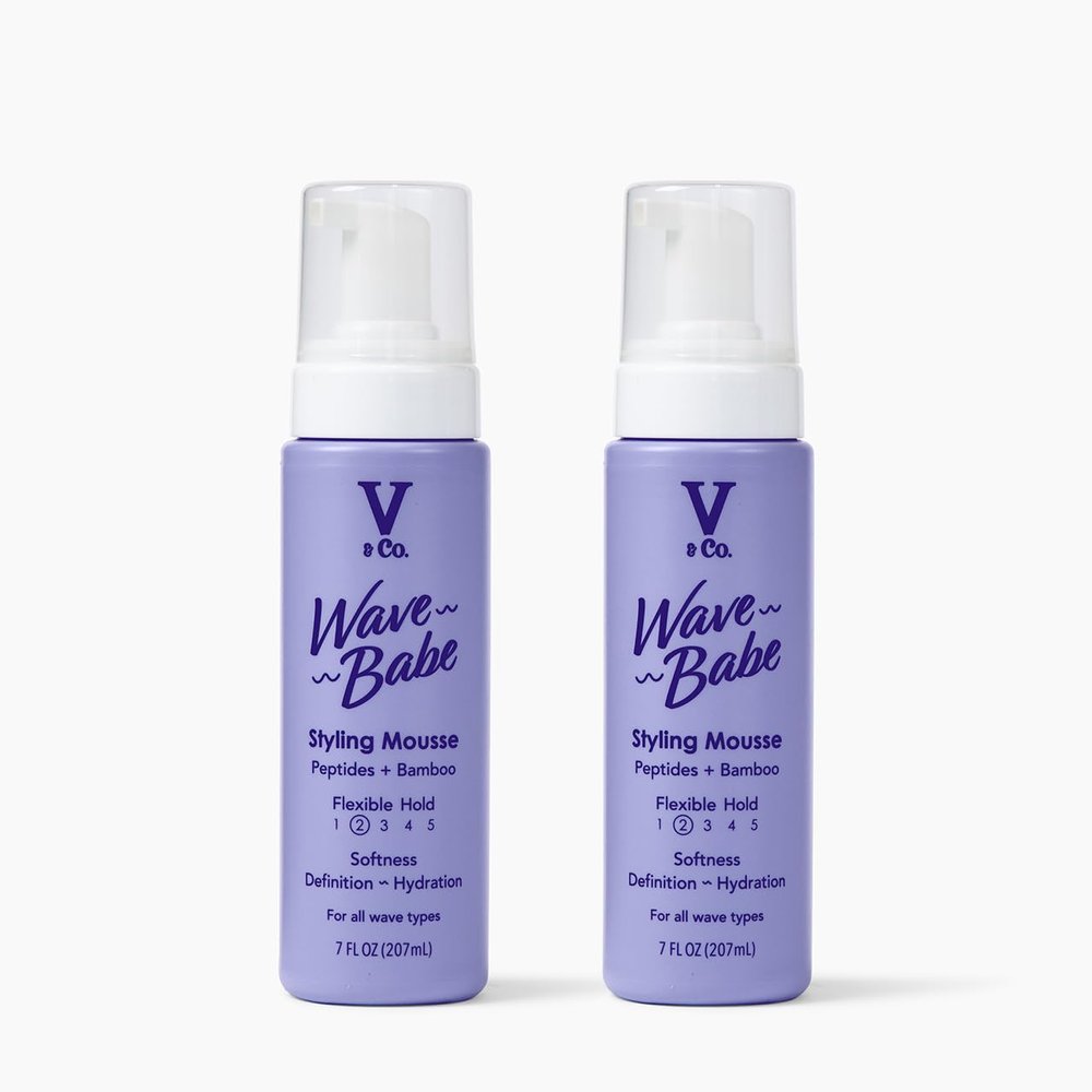 V&Co. Beauty Wave Babe Styling Mousse (2 Pack)  Hair Mousse for Wavy Hair, Frizz Control & Volume  Lightweight Flexible Hold,Hydrating Hair Styling Product with Peptides & Bamboo Extract  7 oz