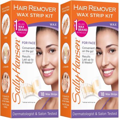Sally Hansen Face Hair Removal Wax Strips Kit | At-Home Use 18 Count (Pack of 2)