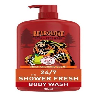 2 in 1 Face and Body Wash for Men, 24/7 Shower Clean, Rich Lather, Bearglove, Crisp Orchard Scent, 33.4oz - 1pack