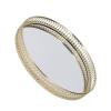 Alomejor Mirror Tray, Round Gold Metal with Geometric Design for Bathroom Vanity Makeup Organization view 1