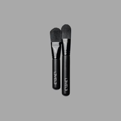 Level 3 Facial Mask Application Brushes Set - Black Cosmetic Brush for Facial Mask, Scrub and Serum - Professional Beauty and Skin Care Applicator Tool
