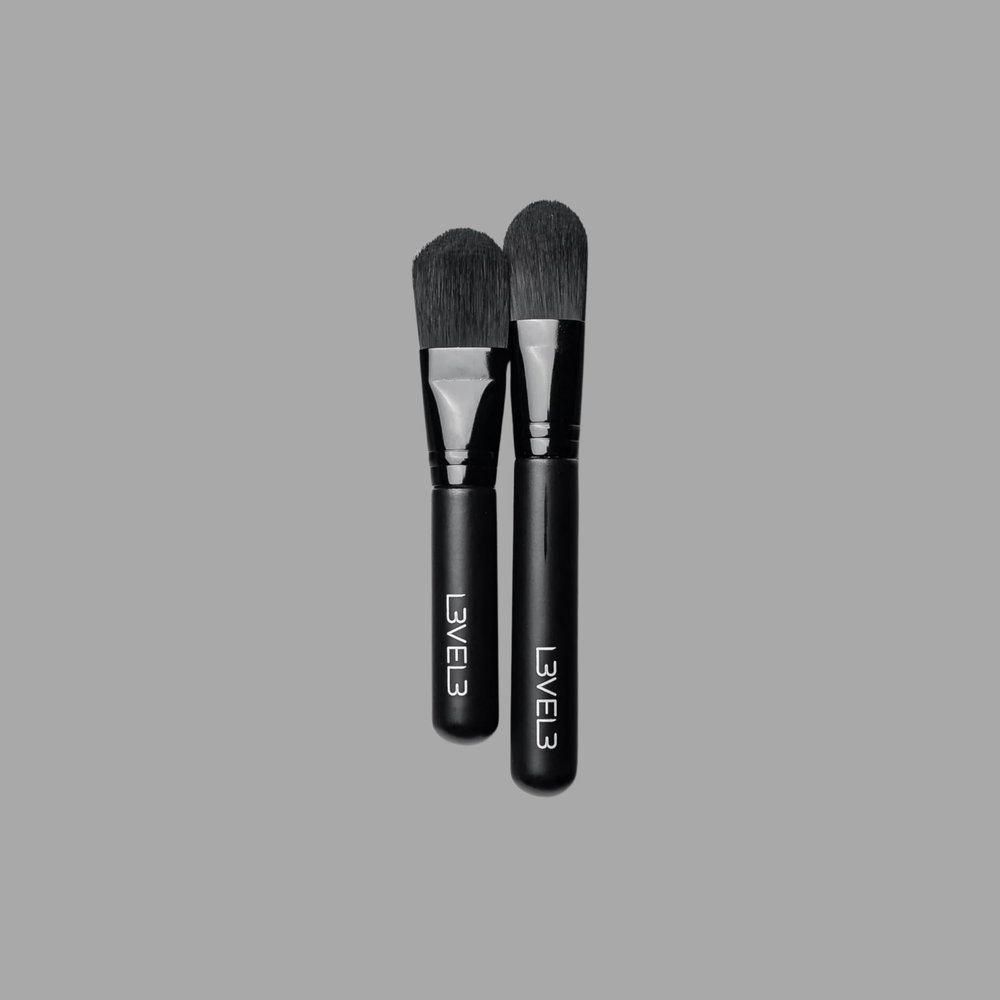 Level 3 Facial Mask Application Brushes Set - Black Cosmetic Brush for Facial Mask, Scrub and Serum - Professional Beauty and Skin Care Applicator Tool