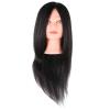 Bognajin Hairdressing Mannequin Head with Human Hair, Cosmetology Head for Practice Styling, 60cm Real Hair Mannequin for Cutting Washing Heat Tools, Includes Stand for Salon School Home Tr (Black) view 1