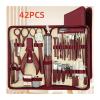 42pcs Professional Manicure & Pedicure Set Stainless Steel Nail Clippers, Cuticle Nippers, Portable Travel Case, Beauty Tools(SET152-Red) view 2