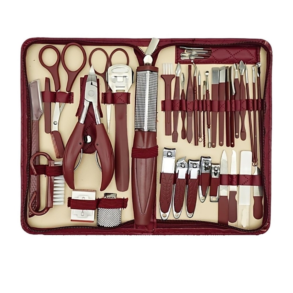 42pcs Professional Manicure & Pedicure Set Stainless Steel Nail Clippers, Cuticle Nippers, Portable Travel Case, Beauty Tools(SET152-Brown)