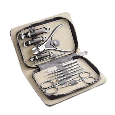 12 pcs with Leather Case Includes Nail Clippers Manicure Set(Brown 12 Pcs Set)