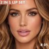 Jutqut Pink Lip Liner and Gloss Lip Kit, Waterproof Long-Lasting Combo Set with Matte Lip Liner Pencil and Non-Sticky Pluming Tinted Gloss, Highly Pigmented Lipliner Set for Women (01 Light Pink) view 3