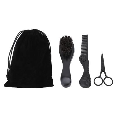 Beard Kit Grooming Set Professional Beard Trimming Kit with Rotatable Folding Comb Beard Brush and Scissors for Men Beard Care Styling and Shaping Zinc Alloy Stainless Steel