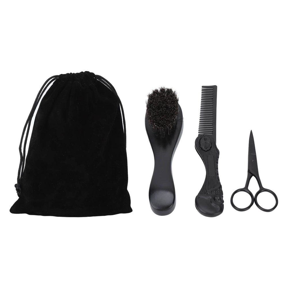Beard Kit Grooming Set Professional Beard Trimming Kit with Rotatable Folding Comb Beard Brush and Scissors for Men Beard Care Styling and Shaping Zinc Alloy Stainless Steel