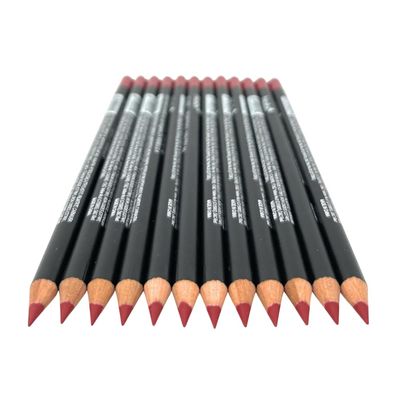 12-Piece Wooden Lip Liner Pencil, High Pigmented Lip Makeup, Long-wearing, Deep and Rich in Color, 7.5 inches Long Pencil (L63 Wine)