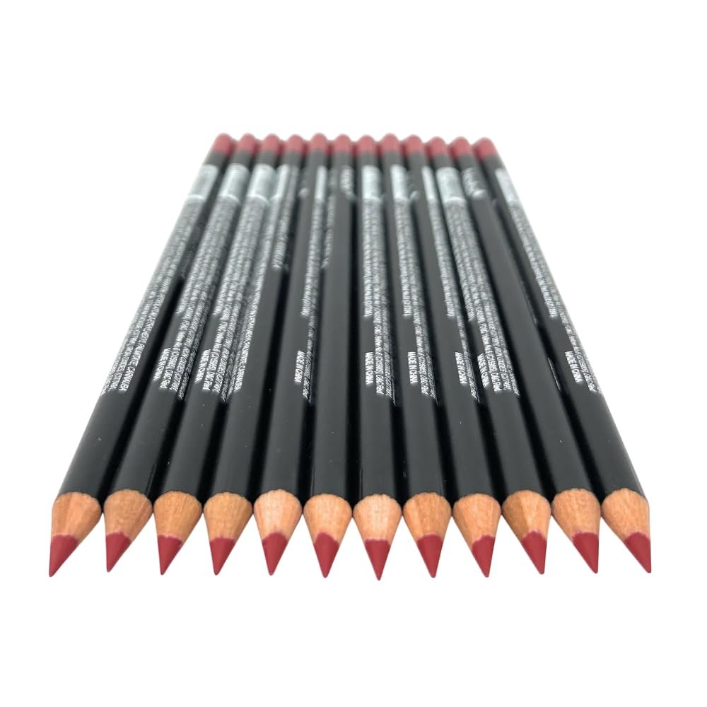 12-Piece Wooden Lip Liner Pencil, High Pigmented Lip Makeup, Long-wearing, Deep and Rich in Color, 7.5 inches Long Pencil (L63 Wine)