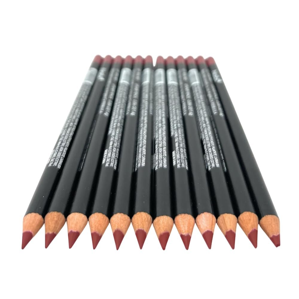 12-Piece Wooden Lip Liner Pencil, High Pigmented Lip Makeup, Long-wearing, Deep and Rich in Color, 7.5 inches Long Pencil (L57 Real Red)