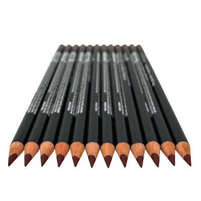 12-Piece Wooden Lip Liner Pencil, High Pigmented Lip Makeup, Long-wearing, Deep and Rich in Color, 7.5 inches Long Pencil (L29 Hot Cocoa)