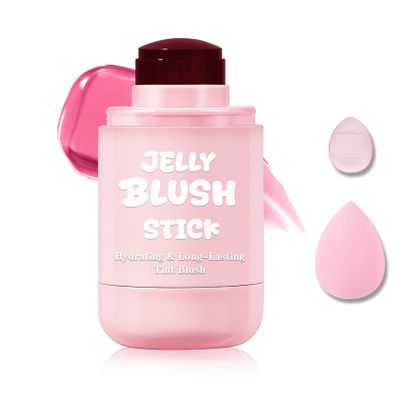 AWCCXMYM Jelly Blush for Checks,Eyes & Lip Stain 3-in-1 Long-Lasting Hydrating Jelly Tint Lightweight Sheer Blush Buildable Color Lip Tint Face Blushes Makeup# Berry Red