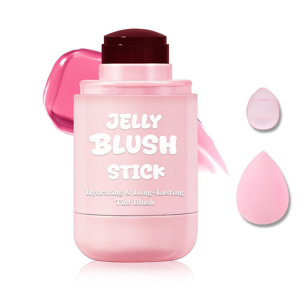 AWCCXMYM Jelly Blush for Checks,Eyes & Lip Stain 3-in-1 Long-Lasting Hydrating Jelly Tint Lightweight Sheer Blush Buildable Color Lip Tint Face Blushes Makeup# Berry Red