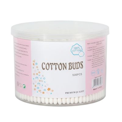 500 Count Cotton Swabs: Natural Double Round Strong Wooden Cotton Tip Sticks Buds for Daily Use, Tightly Wrapped Cotton Tips Ear Swabs with Storage Box