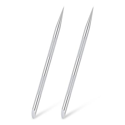 2 Pcs Stainless Steel Cuticle Pusher, Nail Cleaning Cuticle Stick, Nail Cleaner Tool, Polish Remover Tool for Professional Manicure Pedicure
