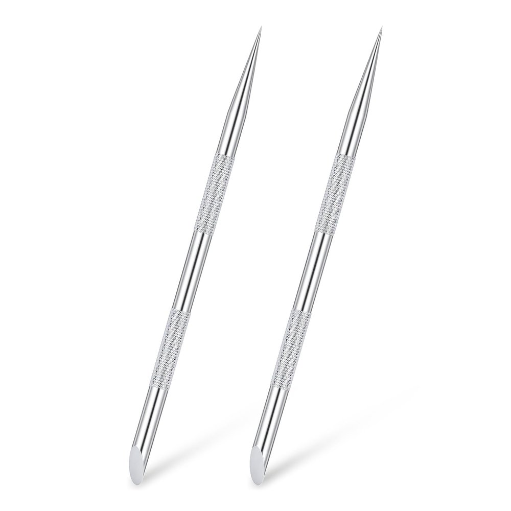 2 Pcs Stainless Steel Cuticle Pusher, Nail Cleaning Cuticle Stick, Nail Cleaner Tool, Polish Remover Tool for Professional Manicure Pedicure