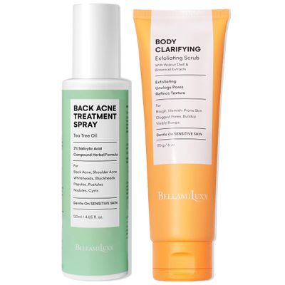Back Acne Spray + Body Acne Scrub Duo Two-Step Exfoliate & Clarify System for Back Breakouts, Body Bumps & Congested Skin Helps Improve Texture, Redness & Smoothness