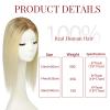 SAFIRENY Hair Toppers for Women Real Human Hair No Bangs 150 Density 16 inch 75 grams 6x7 inch Large Base for Women with Thinning Hair Ash Brown to Platinum Blonde(16inch #860) view 2