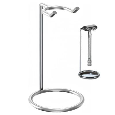Travel Shaver Stand,Stainless Steel Safety Razor Stand, 12cm Height Universal Bathroom Organiser, Chrome Finish Display Holder with 5cm Base Ring, Deluxe Grooming Accessory for Long Handle Razors