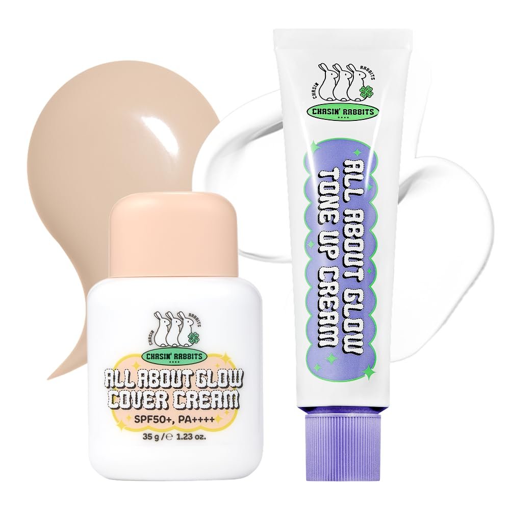 CHASIN' RABBITS All About Glow Cover Cream 1.23 oz & All About Glow Tone-up Cream 1.69 fl. oz Bundle