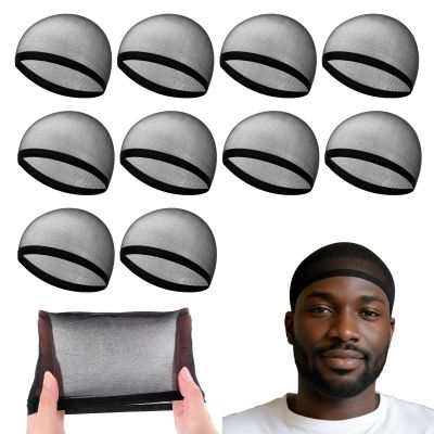 10 Pcs Wave Cap for Men, Soft Breathable Black Stocking Caps for Men Elastic Comfortable Hair Cap for Mens Adult Sleeping Running Exercising