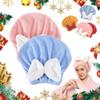2-Pack Microfiber Hair Towel Wrap for Women - Quick-Dry & Absorbent Hair Turbans with Bow Design, Soft Wet Hair Cap for Shower & Travel, 10.7inch(B) view 1