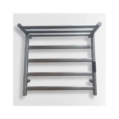 Black Electric Towel Rack with Top Shelf Wall Mounted Stainless Steel Hot Towel Warmer Right Line Heated Drying Rack with Constant Temperature for Spa & Bathroom