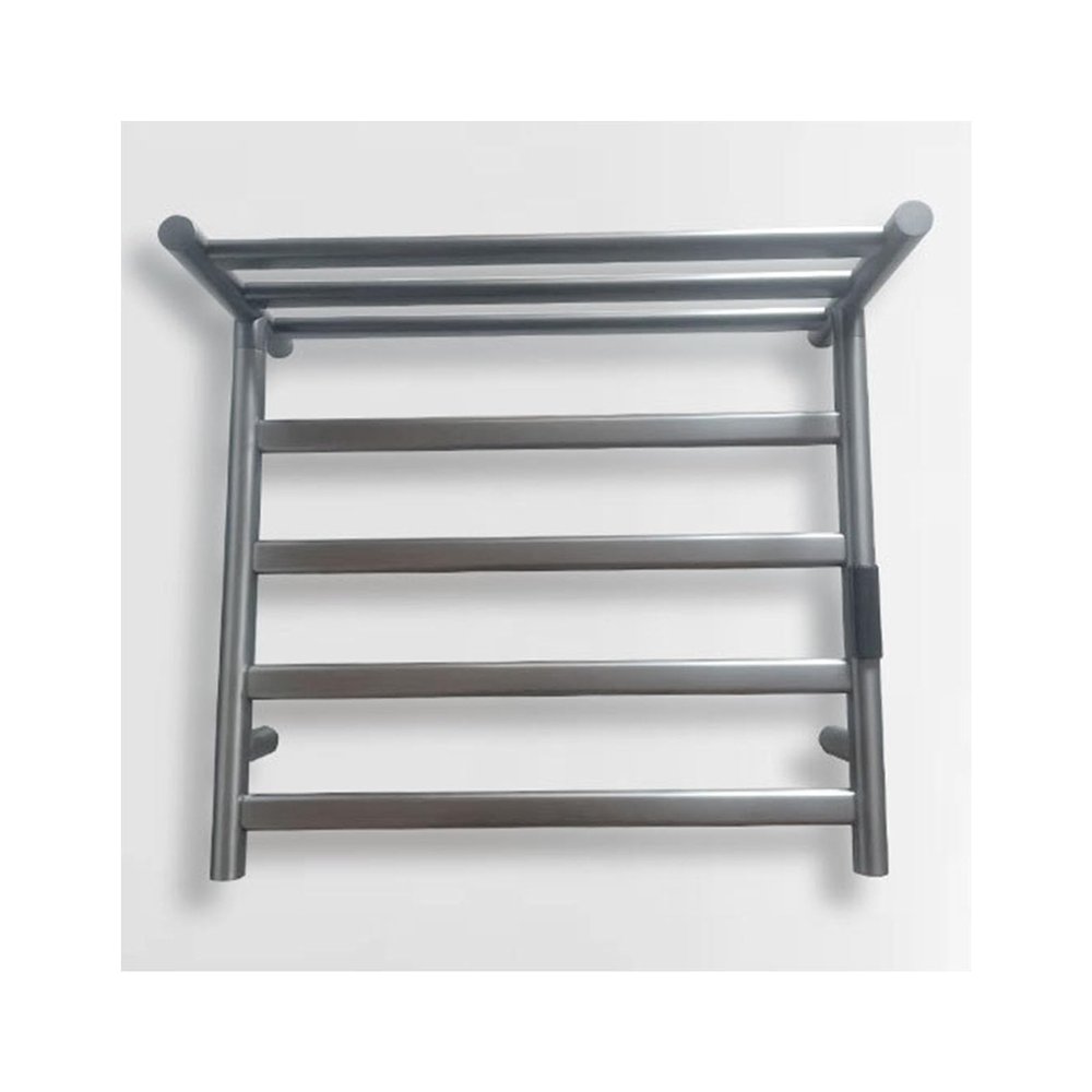 Black Electric Towel Rack with Top Shelf Wall Mounted Stainless Steel Hot Towel Warmer Right Line Heated Drying Rack with Constant Temperature for Spa & Bathroom