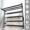 Black Electric Towel Rack with Top Shelf Wall Mounted Stainless Steel Hot Towel Warmer Right Line Heated Drying Rack with Constant Temperature for Spa & Bathroom view 2