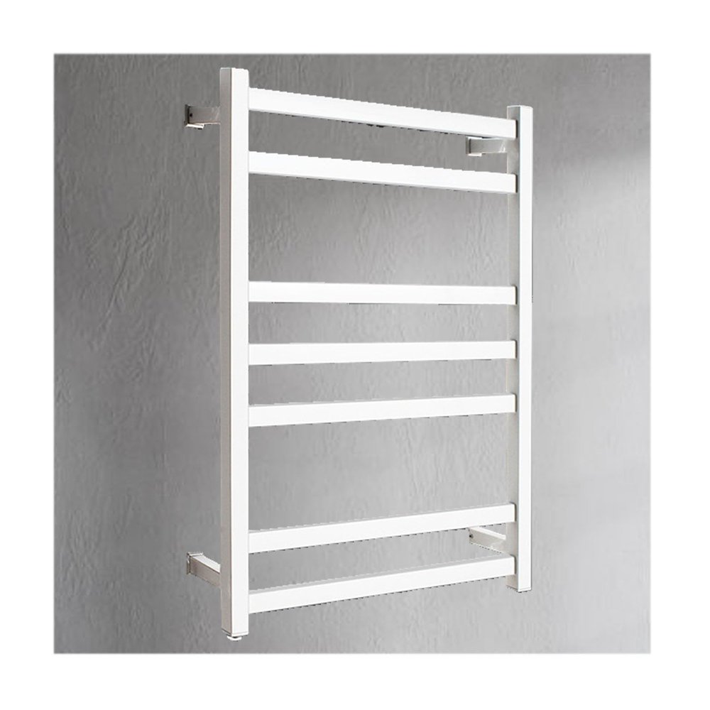 Stainless Steel 7-Bar Electric Heated Towel Rack Wall-Mounted Hardwired Design White Bathroom Towel Warmer for Luxurious Spa Experience