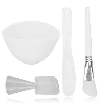 Facial Mask Mixing Bowl Set Soft Silicone DIY Face Mask Tools for Even Application Skin Care White 4pcs
