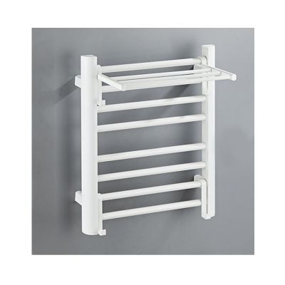 Black Wall-Mounted Towel Heater Rack for Bathroom & Spa - Right Wire Heated Drying Rack Aluminum with Top Shelf Ideal for Hotels & Home Use