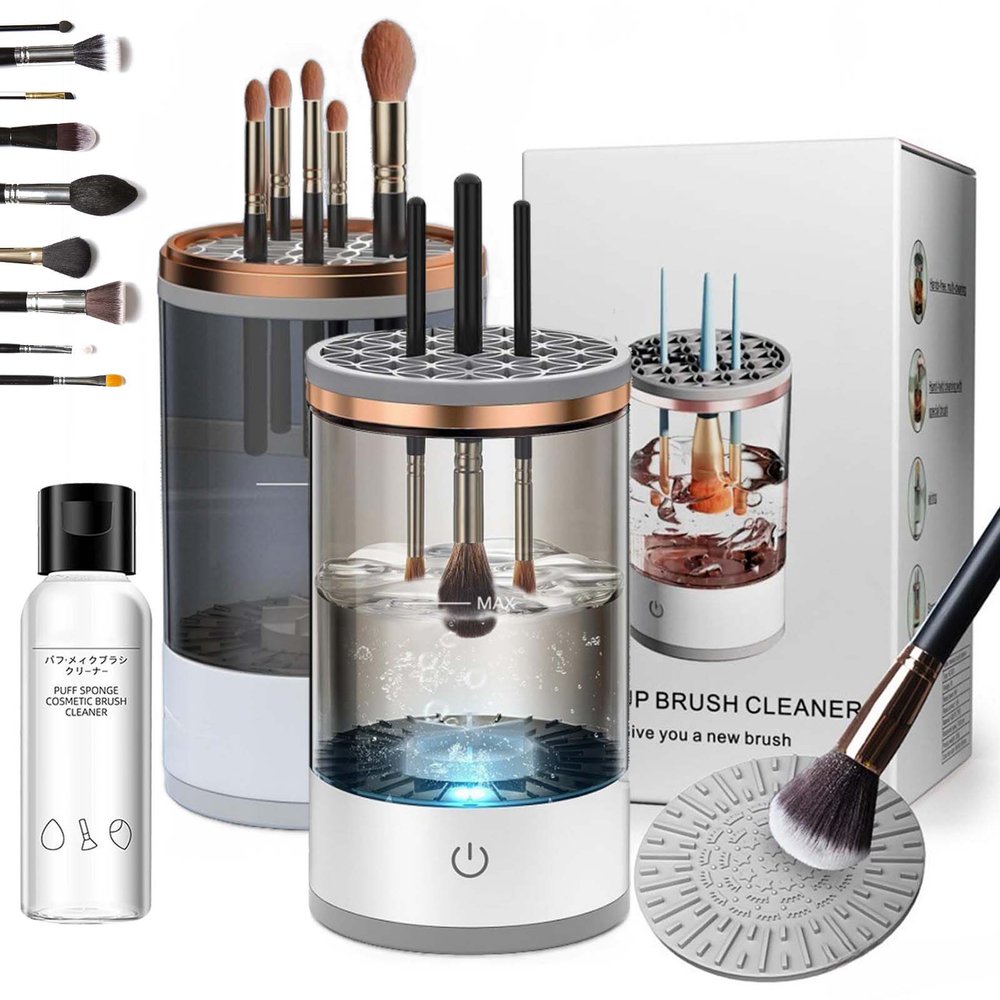 Electric Makeup Brush Cleaner, Cosmetic Brush Cleaner - Automatic Spinning Cosmetic Tool for Deep Cleaning All Types of Brushes Set (Charging,2PCS)