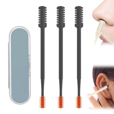 DSACL Nasal Hair Cutter, 2026 New Portable Manual Nose Hair Trimmer for Men Women, Double Sided 360 Rotating Nose Hair Remover Grooming Tool Travel Essentials (Gray, 3 Pcs)