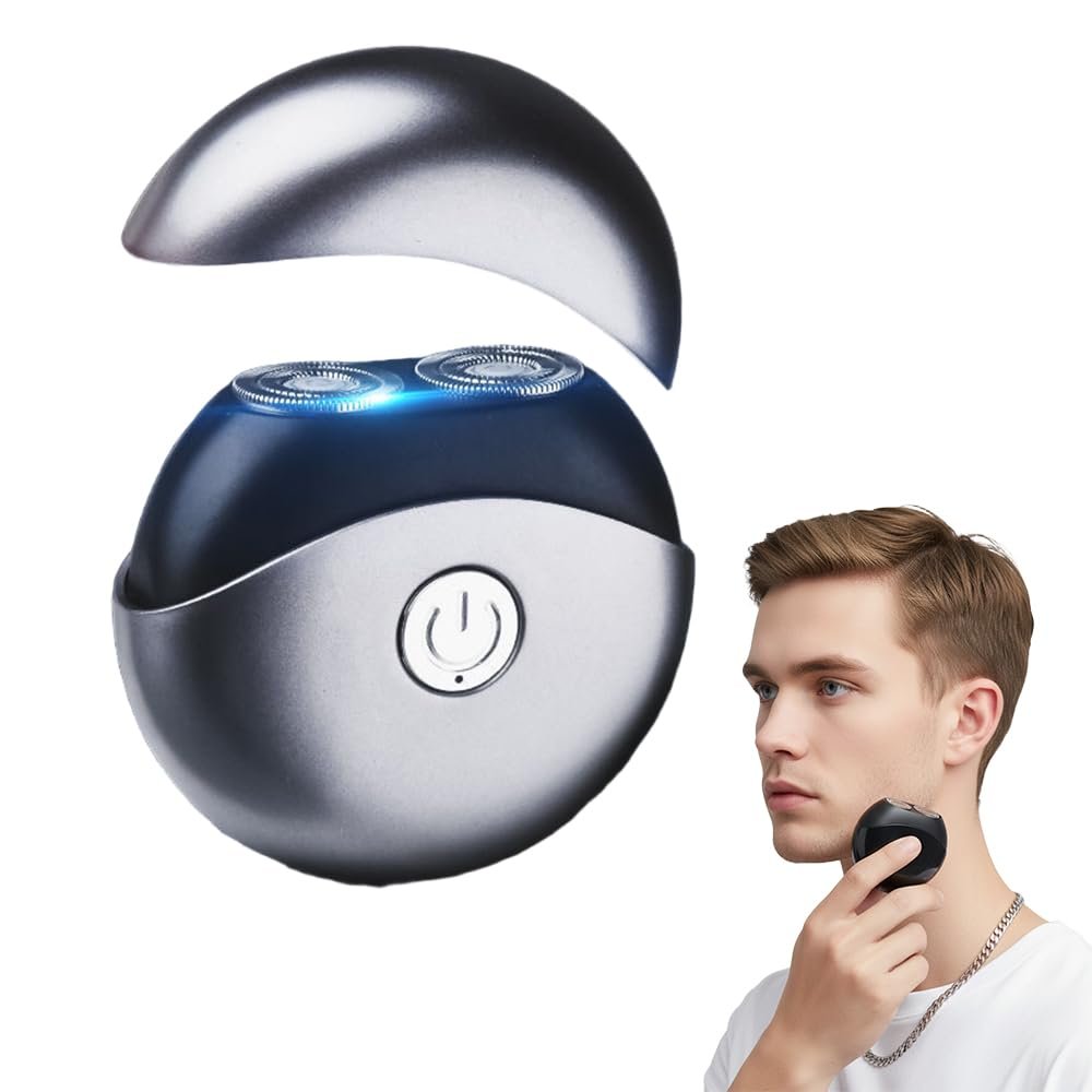 Portable Multifunctional Electric Shaver, Mini Razor for Shaving Face, Electric Foil Shavers for Men, Compact Travel Face Shaver, Dual Floating Blades, Gifts for Dad & Boys (Silver)