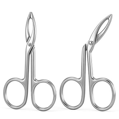 2Pcs Eyebrow Tweezers Scissor Precision Stainless Steel Flat Straight Tip Eyebrow Facial Remover for Hair Plucker Women and Men Facial Hair