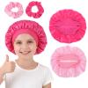 Satin Bonnets for Baby, Kids Bonnets for Girls, Satin Silk Hair Bonnet for Sleeping, 2 Pcs Silk Sleep Cap and 2 Pcs Soft Pink Hairs Tie for Curly Hair Braids for Teens Child Toddler view 1