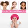 Satin Bonnets for Baby, Kids Bonnets for Girls, Satin Silk Hair Bonnet for Sleeping, 2 Pcs Silk Sleep Cap and 2 Pcs Soft Pink Hairs Tie for Curly Hair Braids for Teens Child Toddler view 3