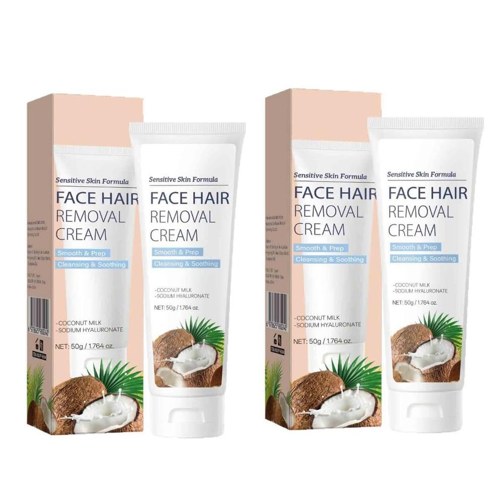 2PCS Hair Removal Cream Gently Softens Facial Hair Follicles Effortlessly Removes Fine Facial Hair Skin-Smoothing Lotion