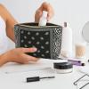 Bandana Black Paisley Bandana Cosmetic Bags Pu Leather Makeup Bag Fashion Toiletry Bag For Travel Business Trip view 3