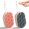 2 Pack Bath Sponges for Shower, Dual-Texture Exfoliating Loofah Sponge, Gray and Green Body Sponge for Women Men, Shower Sponges for Gentle and Deep Cleansing Foam view 1