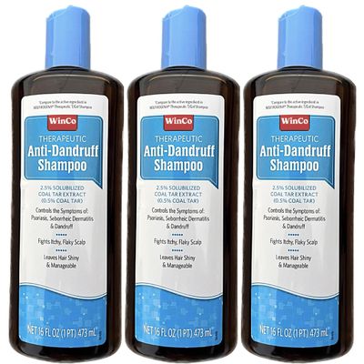 2 Pack Therapeutic Coal Tar Gel Shampoo Anti Dandruff - Psoriasis, Seborrheic Dermatitis, 16 oz each Bottle - Large Size - T Gel (2)