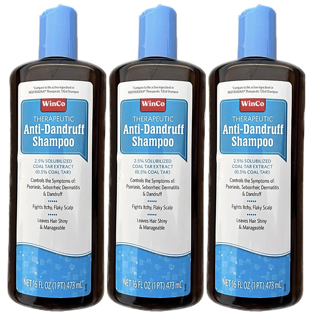 2 Pack Therapeutic Coal Tar Gel Shampoo Anti Dandruff - Psoriasis, Seborrheic Dermatitis, 16 oz each Bottle - Large Size - T Gel (2)