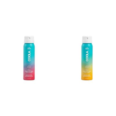 COOLA Organic Sunscreen Spray Bundle - SPF 50 Guava Mango & SPF 30 Pia Colada, Travel Size 2 Fl Oz Each, Dermatologist Tested Vegan Sunblock
