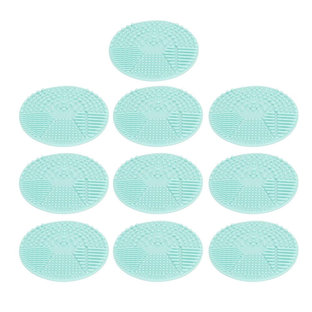 Silicone Makeup Brush Cleaning Mat Round Portable Cosmetic Brush Cleaner Pad for Sponge and Brushes 10pcs Soft Reusable Travel Friendly