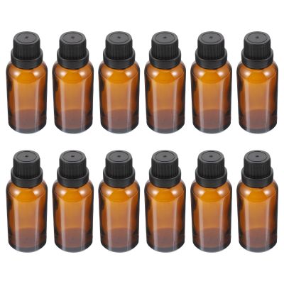 GALPADA 12Pcs Brown Glass Essential Oil Bottles with Perforated Plug Leakproof Reagent Containers for Travel and Daily Lotion Storage