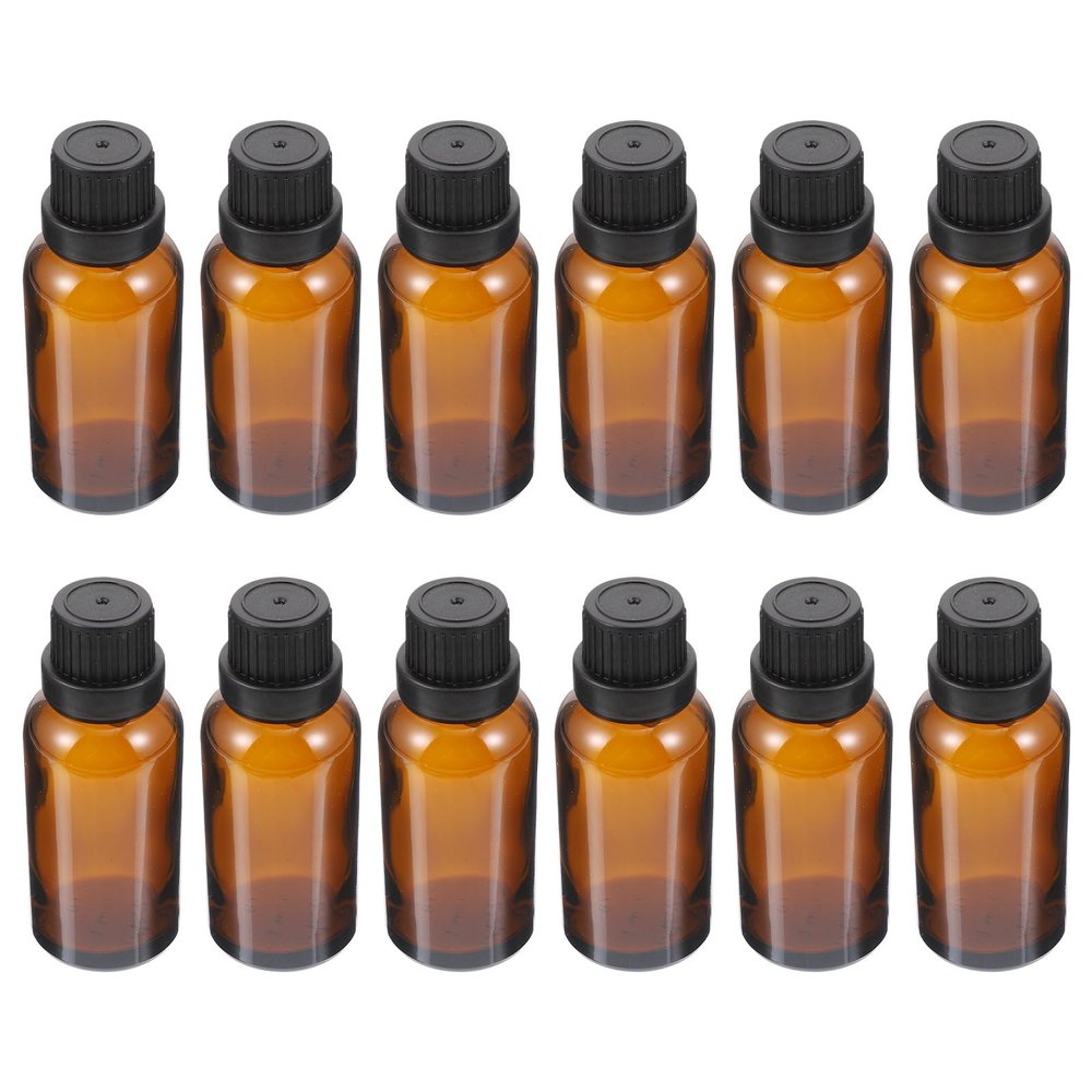 GALPADA 12Pcs Brown Glass Essential Oil Bottles with Perforated Plug Leakproof Reagent Containers for Travel and Daily Lotion Storage